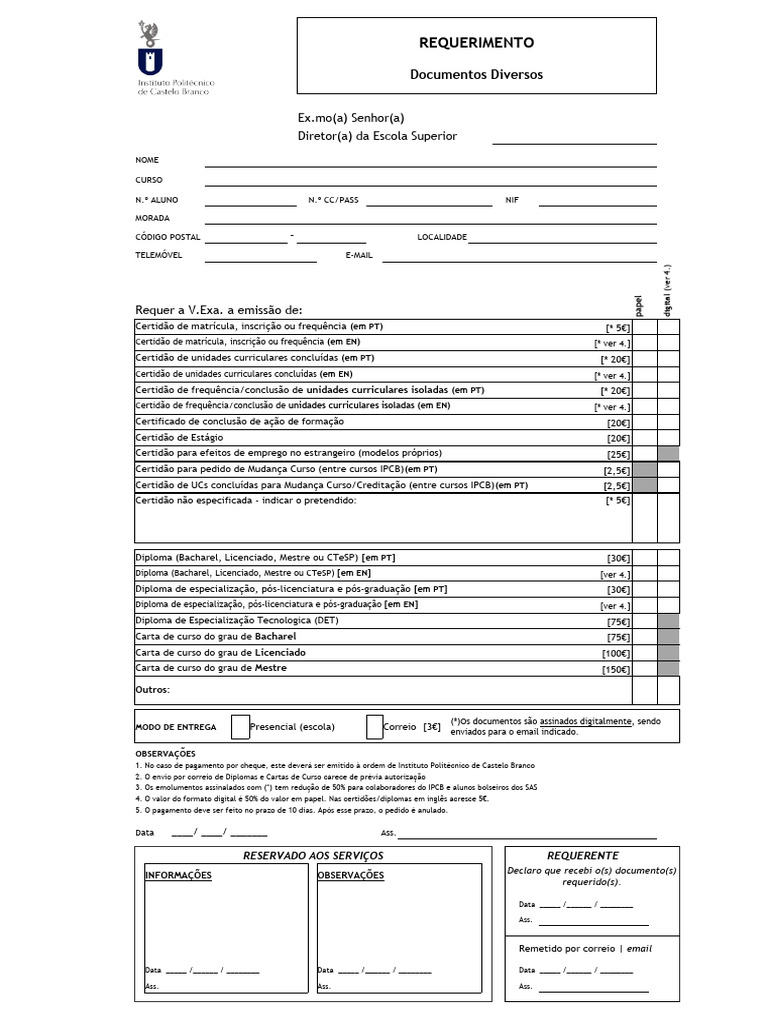 Requerimento de Documentos Acadêmicos | PDF | Diploma de bacharel ...