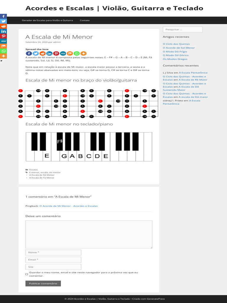 Escala de Mi Menor: Notas e Aplicações | PDF | Escala (música) | Acorde ...