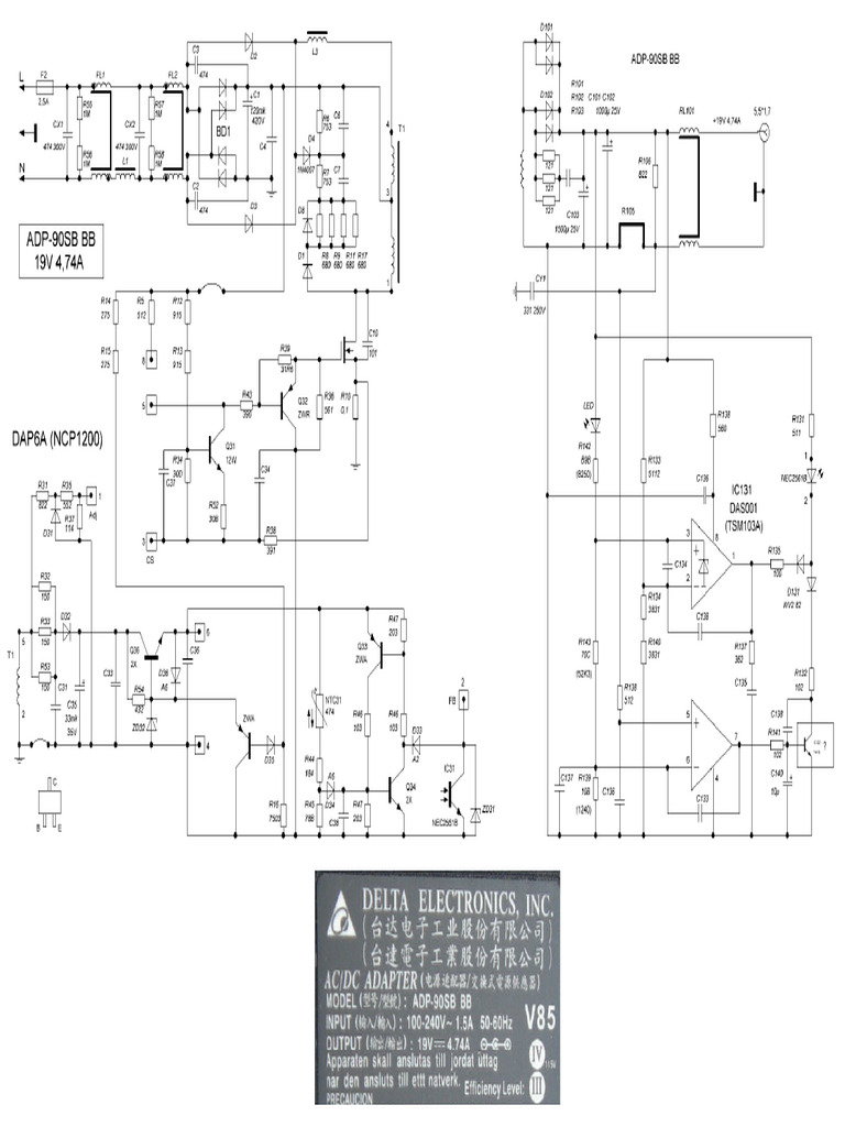 Alimentation Chargeur Delta Electronics ADP-90FB