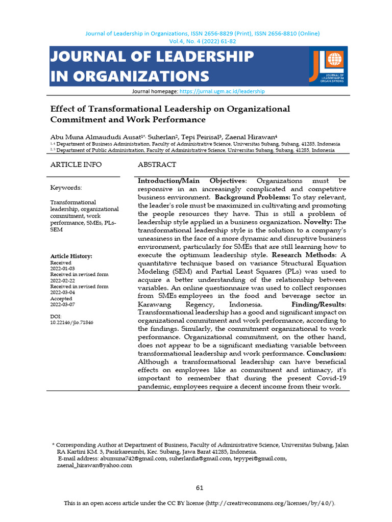 Transformasional Leadership | PDF | Leadership | Transformational ...