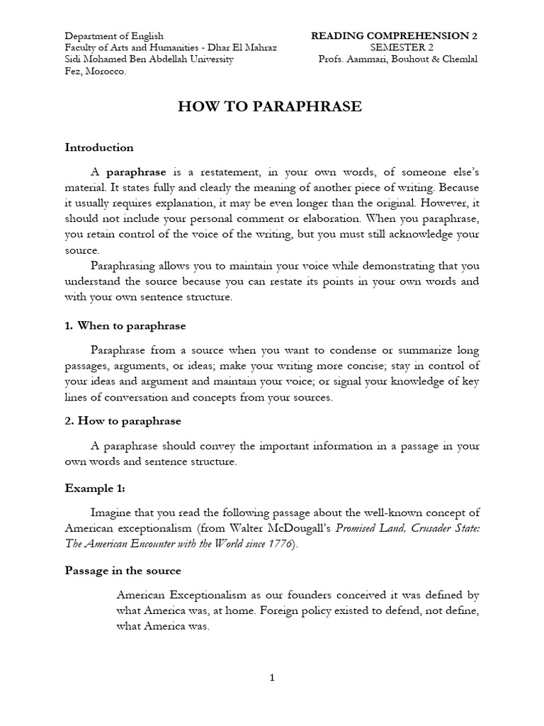 How To Paraphrase | PDF | American Exceptionalism