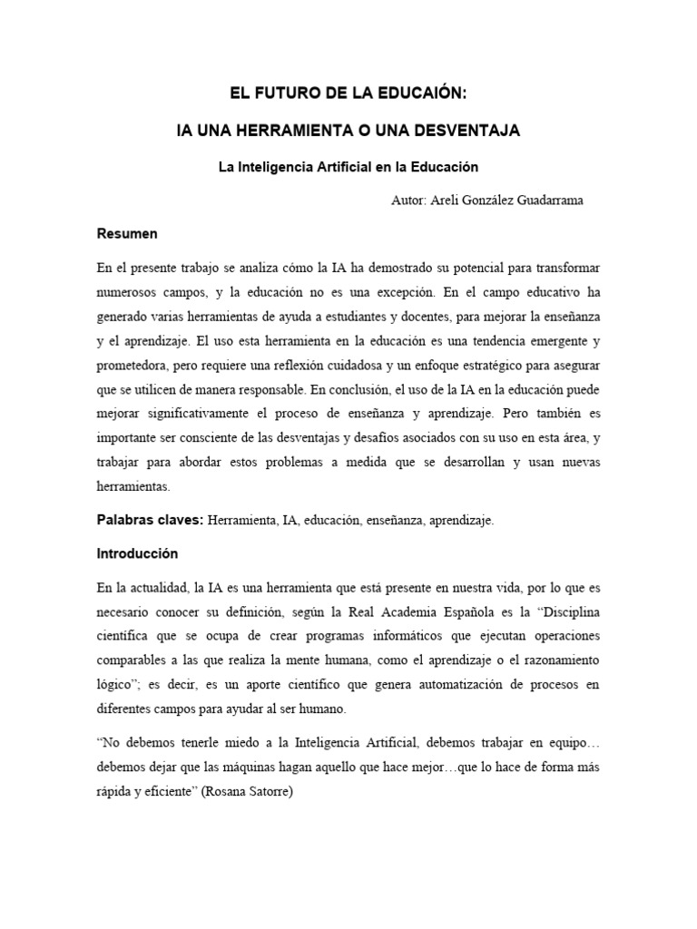 IA en Educación: Ventajas y Retos | PDF | Inteligencia artificial ...