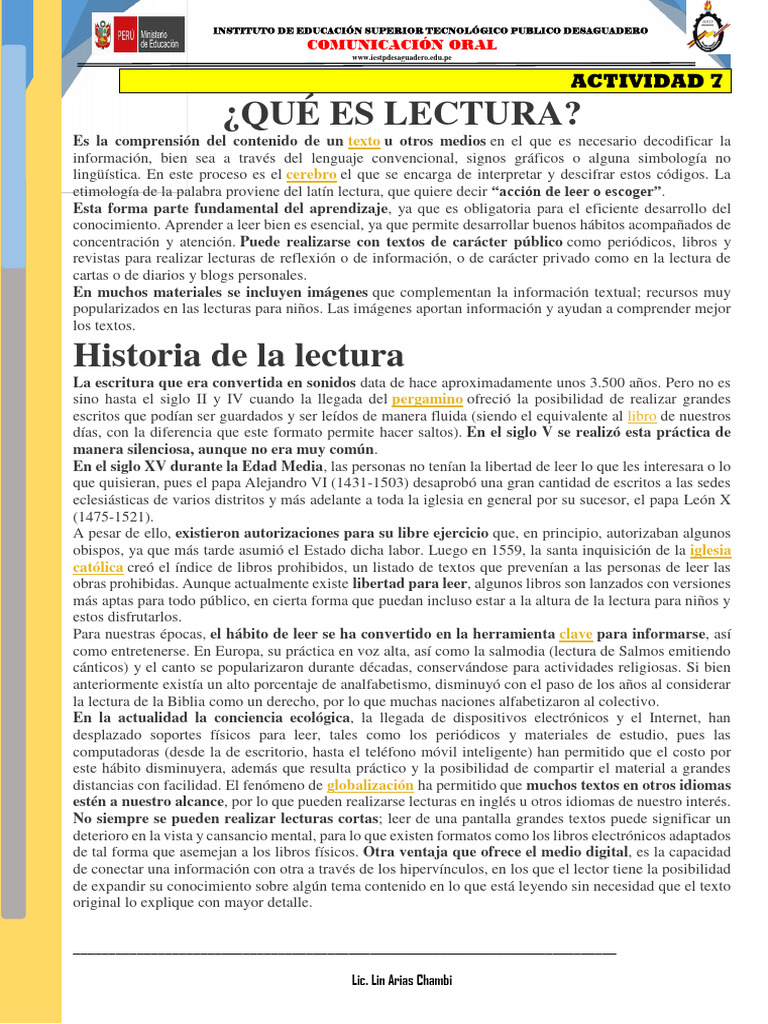 Importancia de la Lectura en Niños | PDF | Comprensión lectora ...
