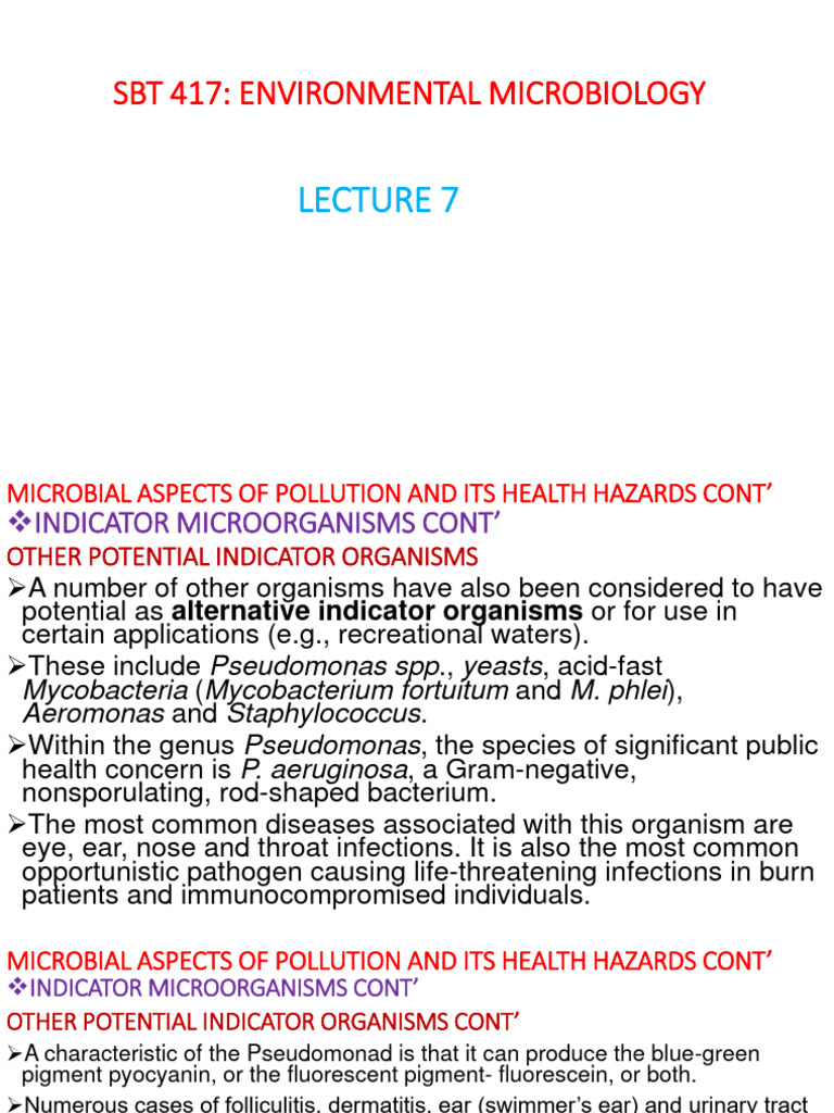 Updated SBT 417 Lecture 7 Notes | PDF | Salmonella | Pseudomonas Aeruginosa