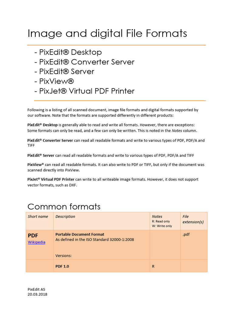 Pixedit List Over All Supported File Formats 13042018 | PDF | Computing ...