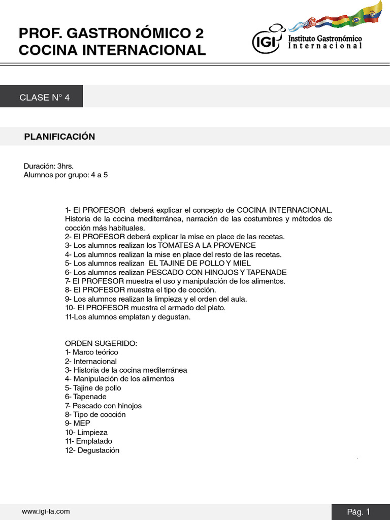 Cocina Internacional: Clase 4 y Recetas | PDF | Cocina, comidas y vino ...
