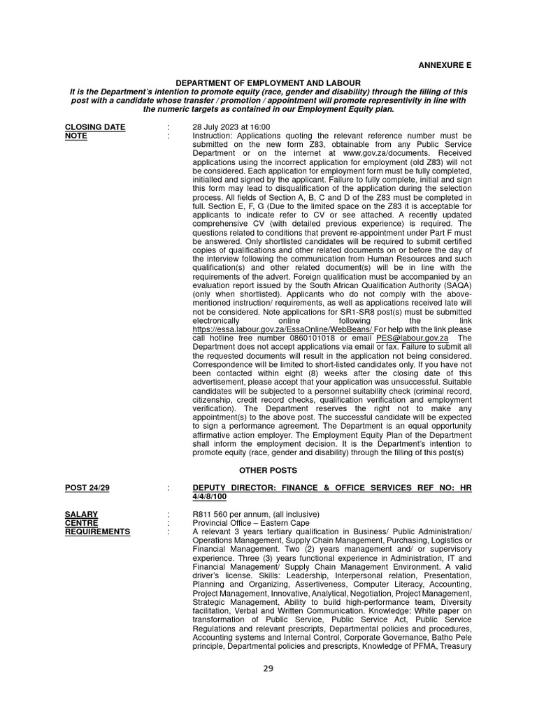 Annexure E Department of Employment and Labour | PDF | Nursing | Labour Law
