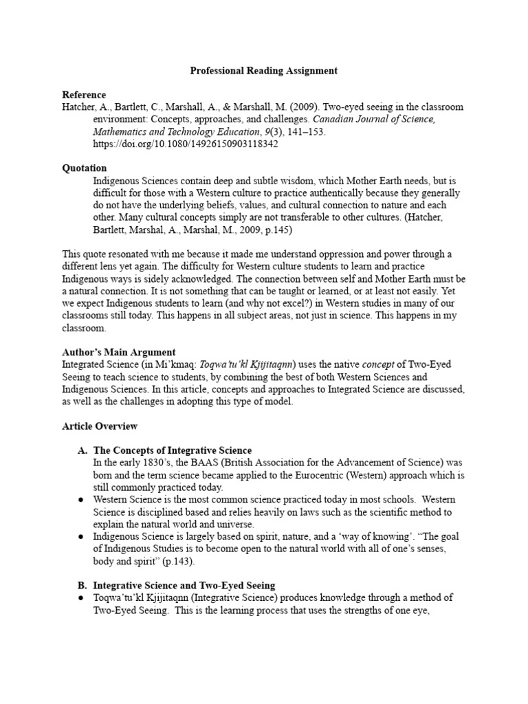Professional Reading Assignment | PDF | Science | Human Communication