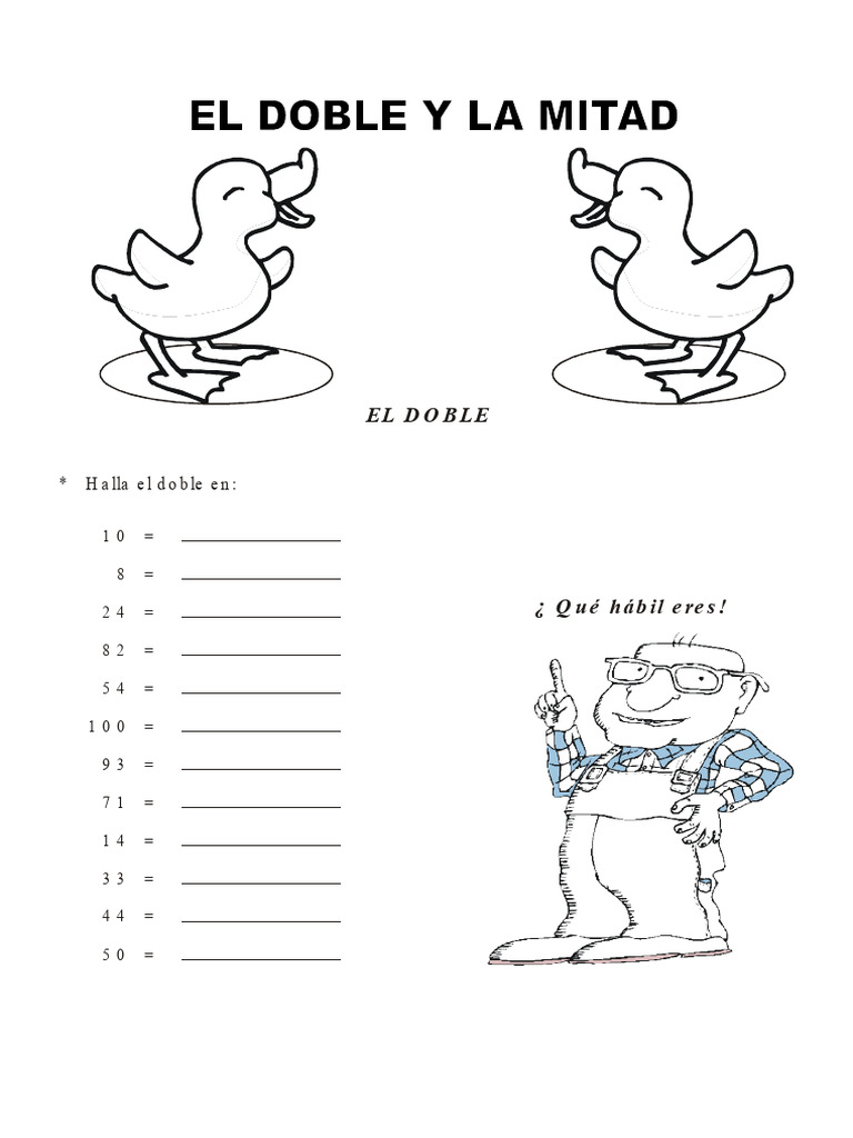 El Doble Y La Mitad Para Primero De Primaria Pdf