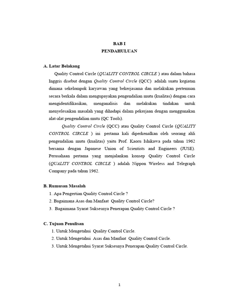 Memahami Quality Control Circle (QCC) | PDF