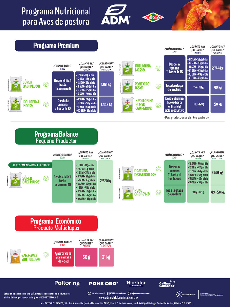 Adm Pecuarios Apiaba Planesdealimentacion Aves Poster | PDF