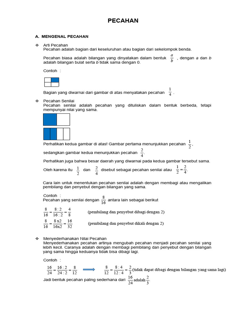 Materi Pecahan Kelas 4 Matematika | PDF | Metode & Bahan Ajar
