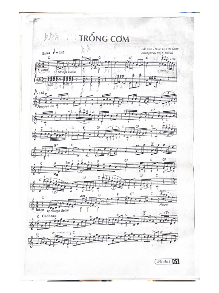 Trống Cơm - Dân Ca Bắc Bộ sheet for Organ Keyboard | PDF