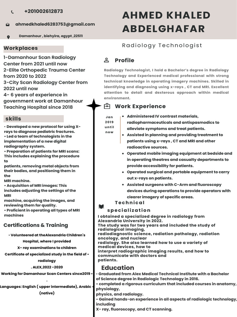 Simple Professional CV Resume | PDF | Radiology | Radiography