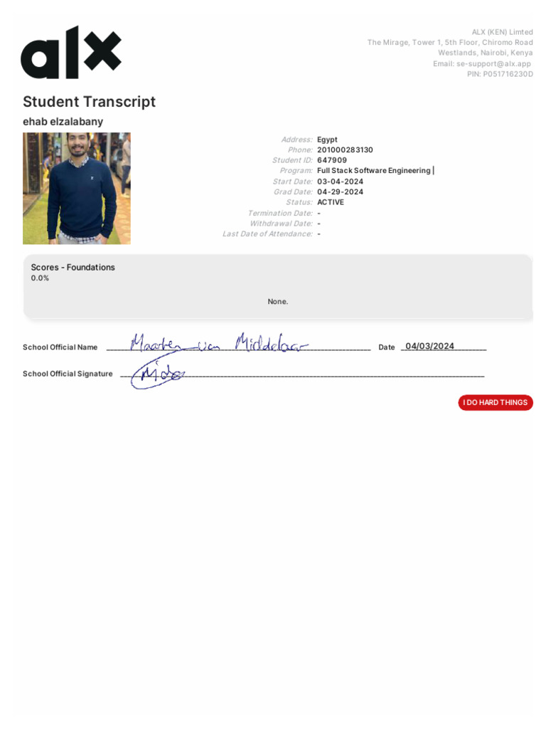 Transcript - 647909 - Ehab Elzalabany | PDF