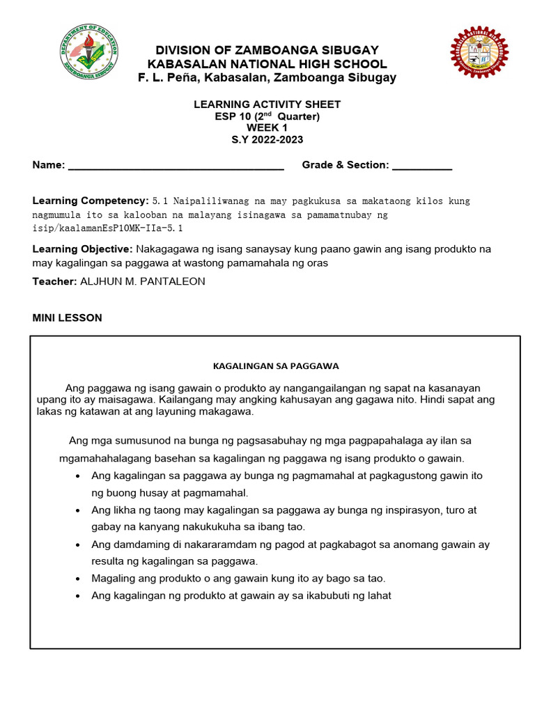 Las Esp 9 Week 4 | PDF