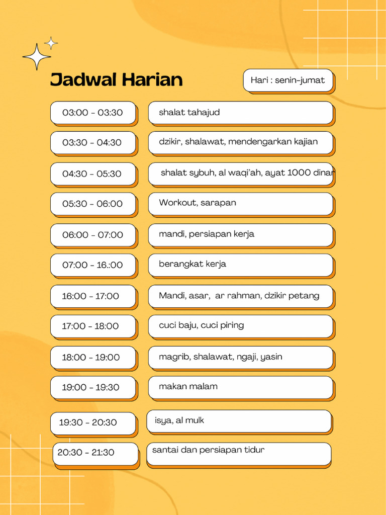 Kuning Retro Jadwal Harian Agenda - 3 | PDF