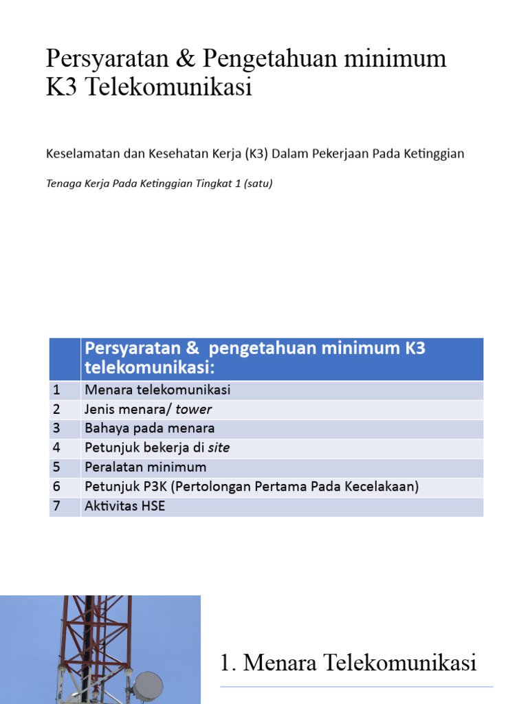 Panduan K3 Telekomunikasi Tingkat 1 | PDF