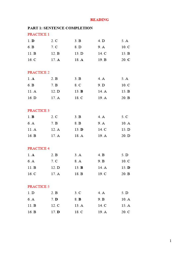 Sentence Completion Practice Exercises | PDF | Home & Garden