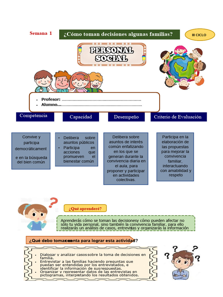 1-2° Ficha de Personal Social | PDF | Cognición | Aprendizaje