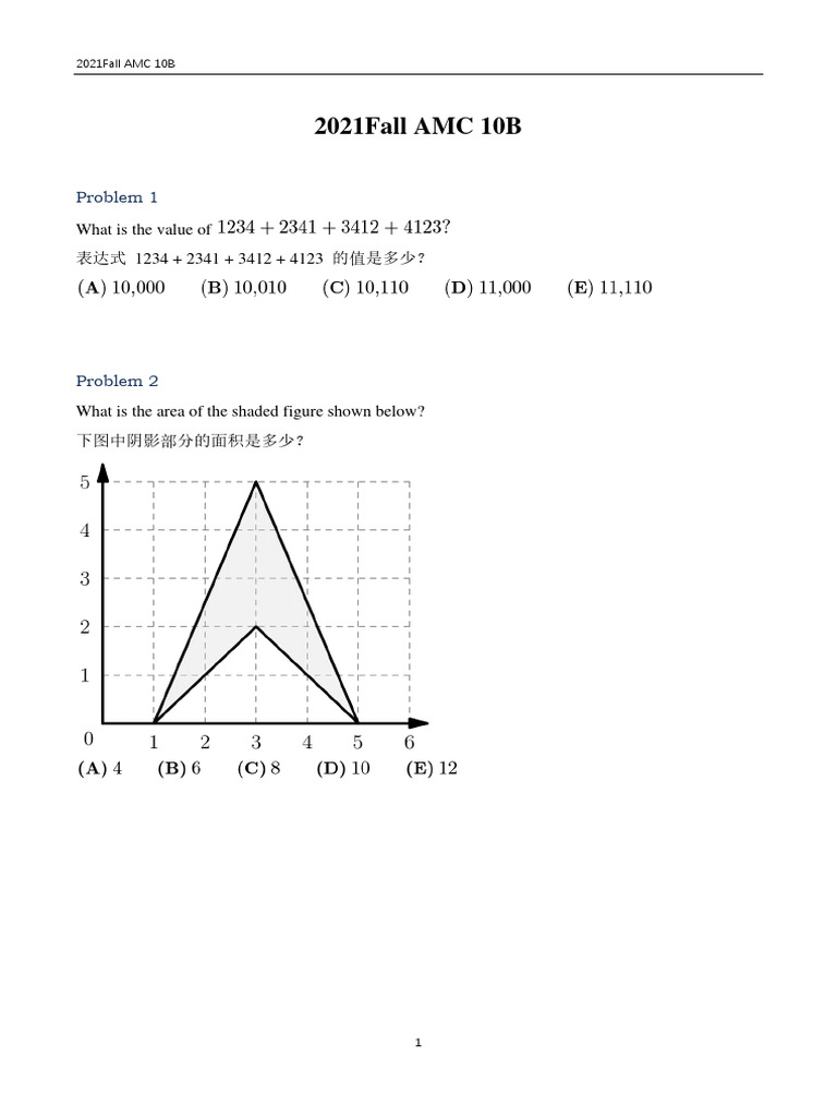 2021 AMC 10B Math Problems | PDF | Triangle | Circle