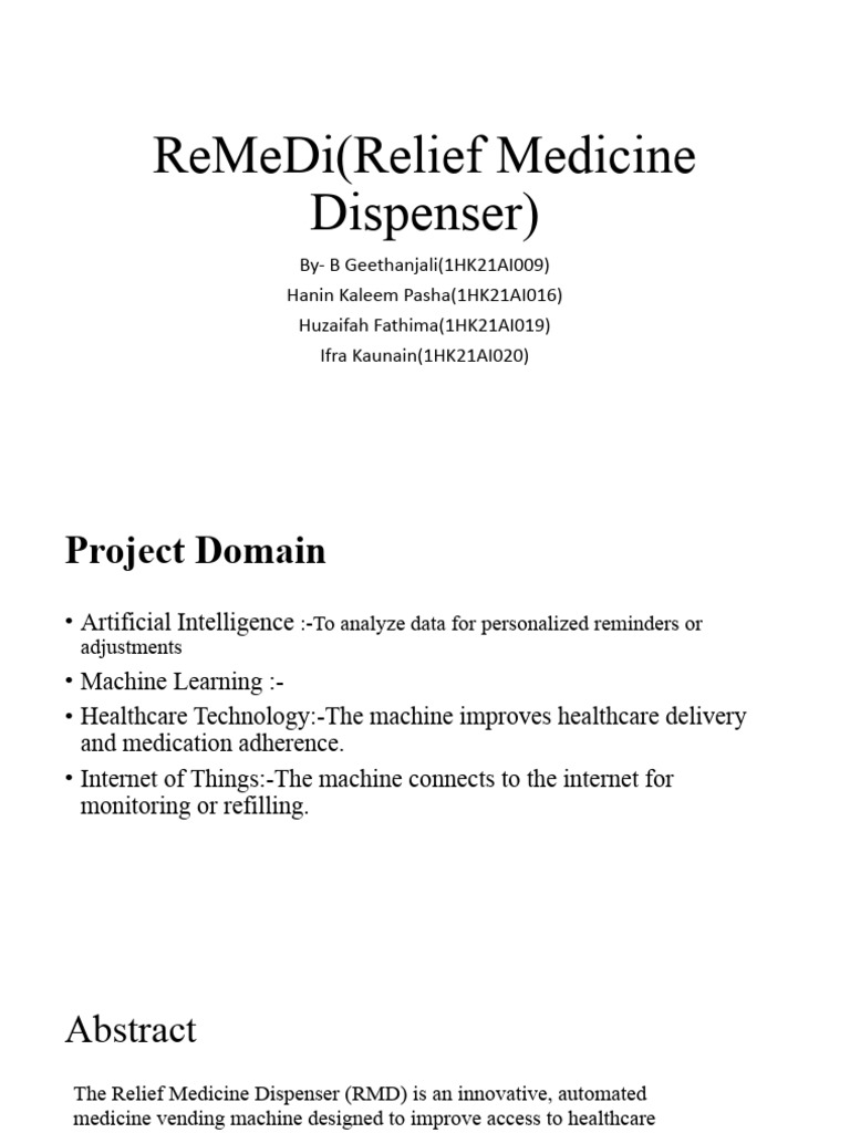 AI-Powered Relief Medicine Dispenser | PDF | Patient Safety | Internet ...