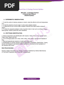 Odisha Board Class 12 Zoology Practical Syllabus