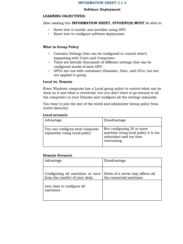 3 1 5 software deployment pdf group policy installation computer