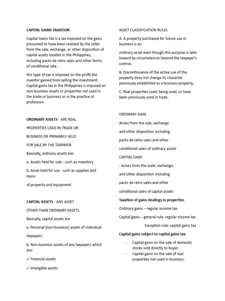 Capital Gains Taxation Pdf Capital Gains Tax Stocks