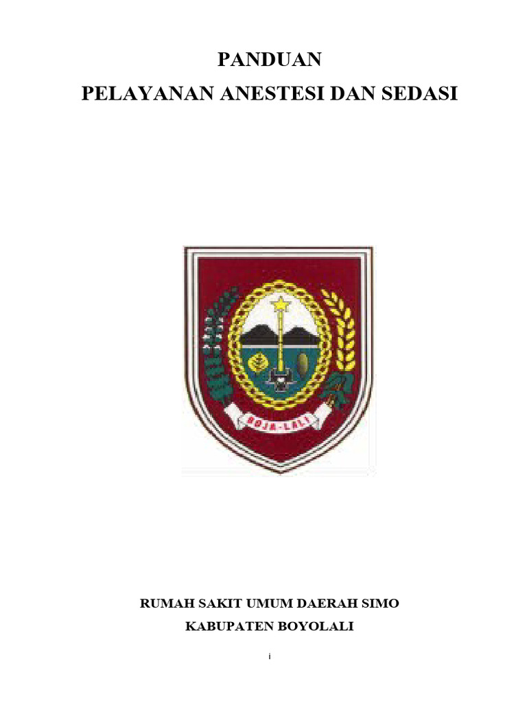 Panduan Pelayanan Anestesi RSUD Simo | PDF