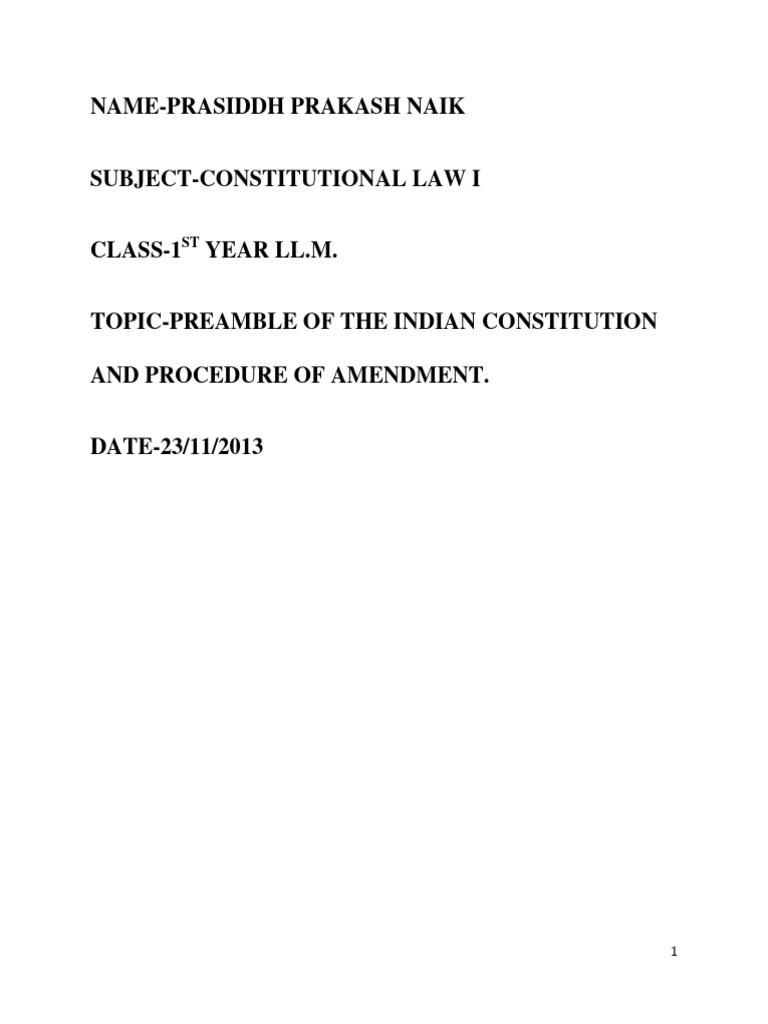 LLM Const 1 Prasidh | PDF | Constitution | Legal Documents