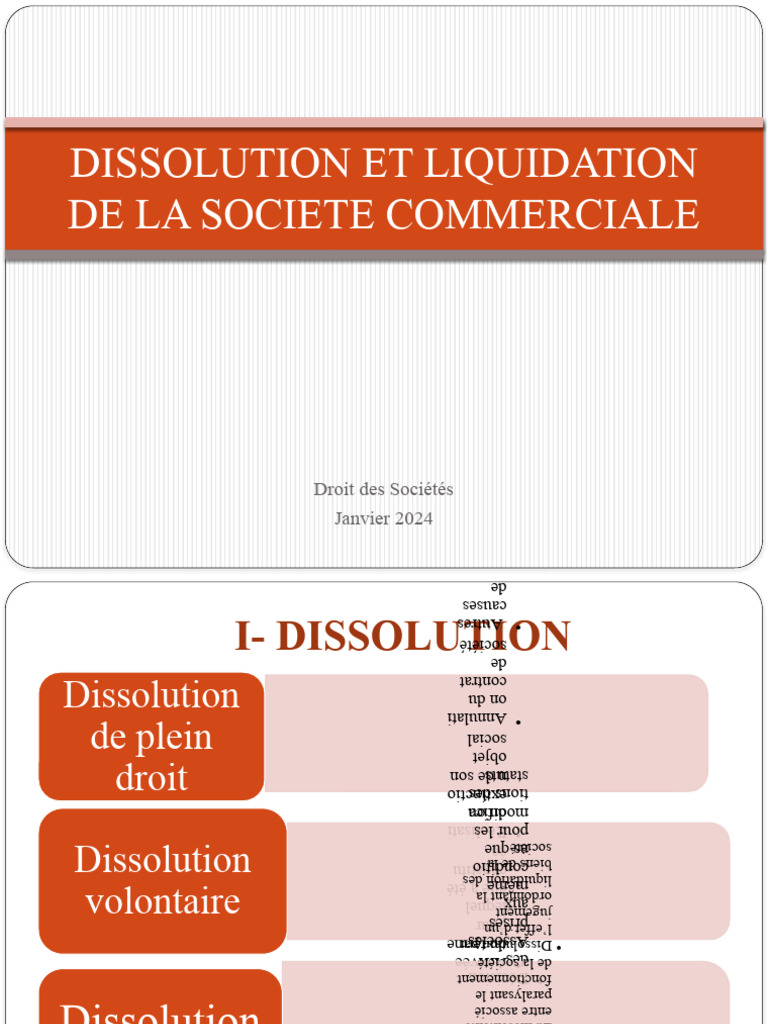 Dissolution et Liquidation des Sociétés | PDF | Liquidation | Dettes