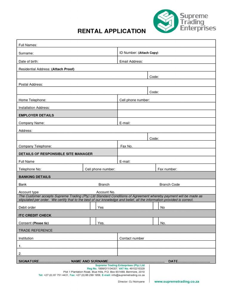 Rental Application and Terms Agreement | PDF | Banks | Damages