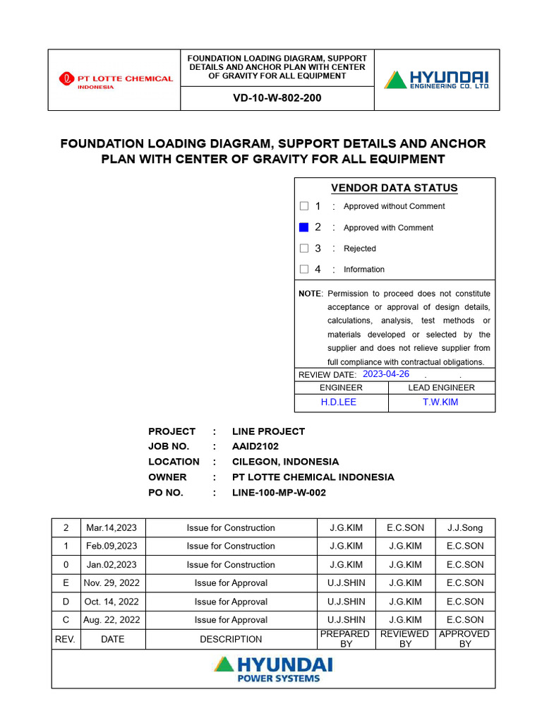 VD-10-W-802-200 - Foundation Loading Diagram, Support Details and ...