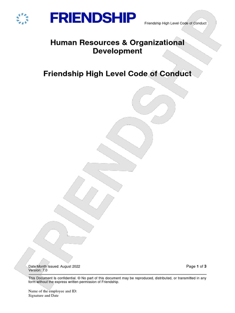 Friendship Code of Conduct - High Levelv.7 | PDF | Human Resources ...