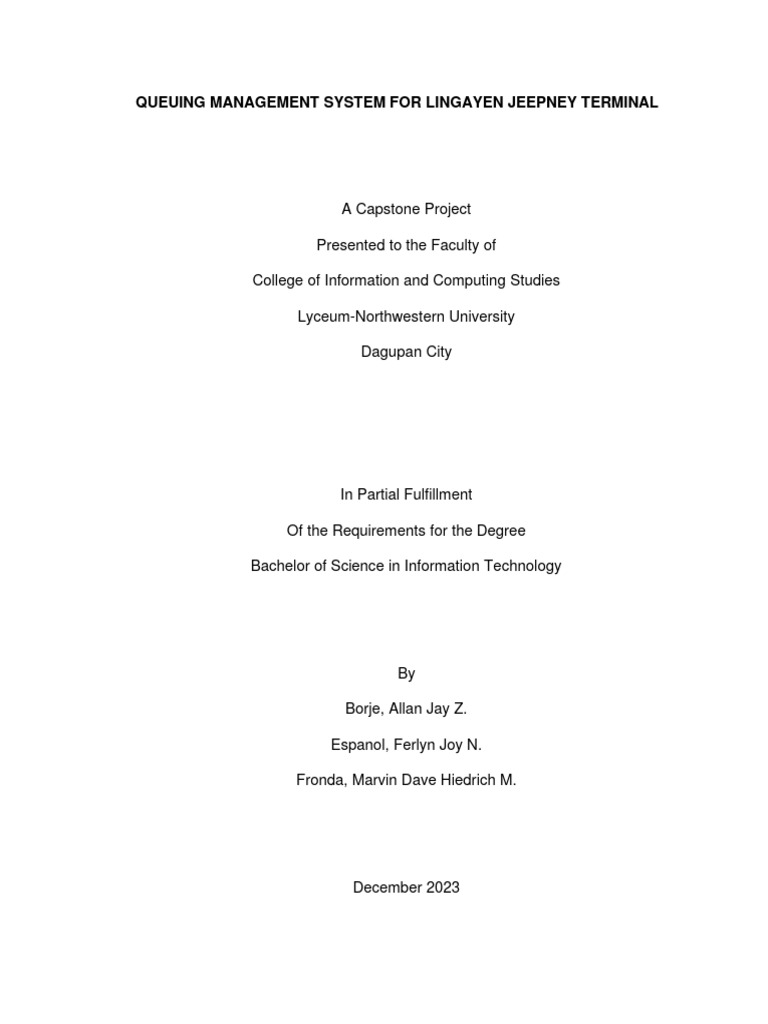 Queuing Management System for Jeepney Terminal | PDF | Scrum (Software ...