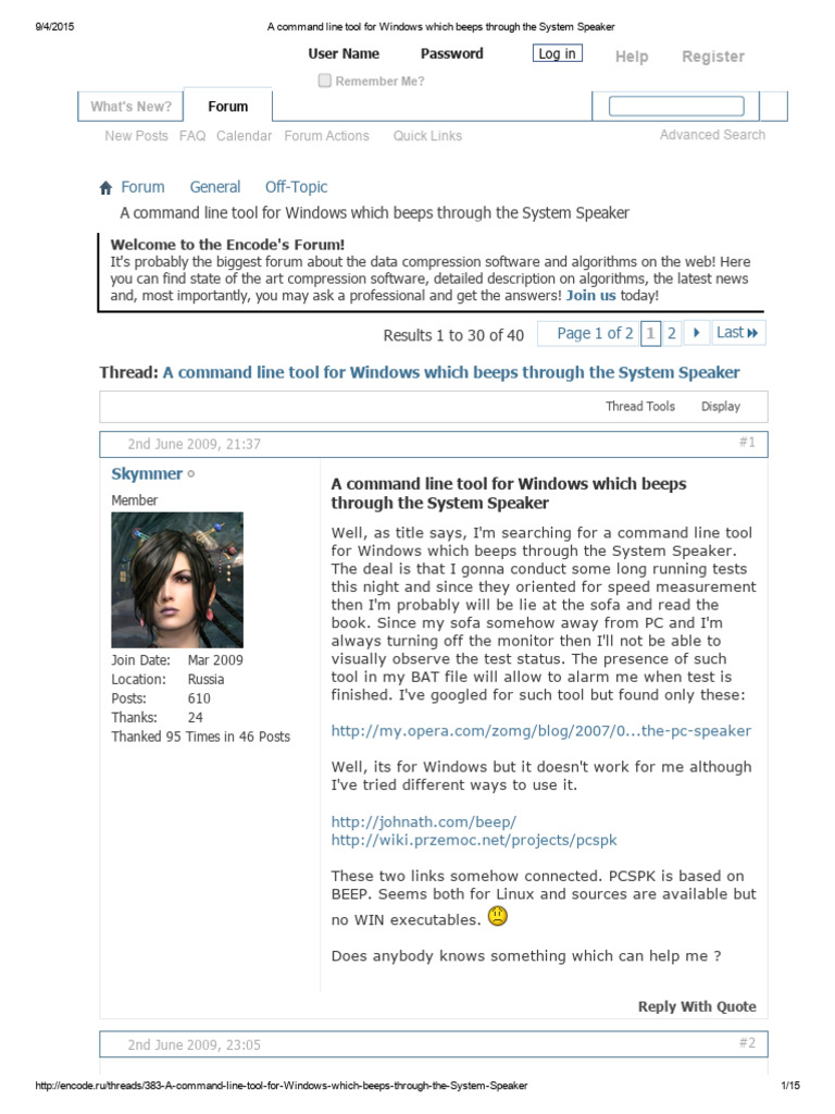 System Beep Command | PDF | Internet Forum | Command Line Interface