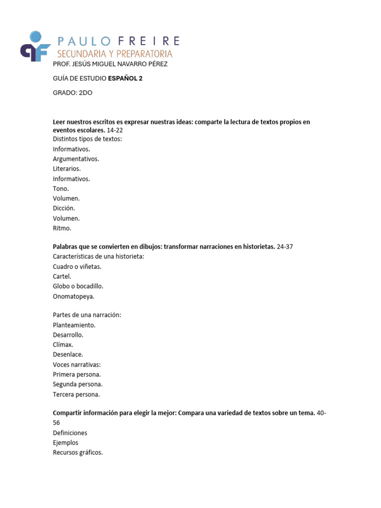 Guía de Estudio Español 2do Grado | PDF | Estudios de idiomas ...