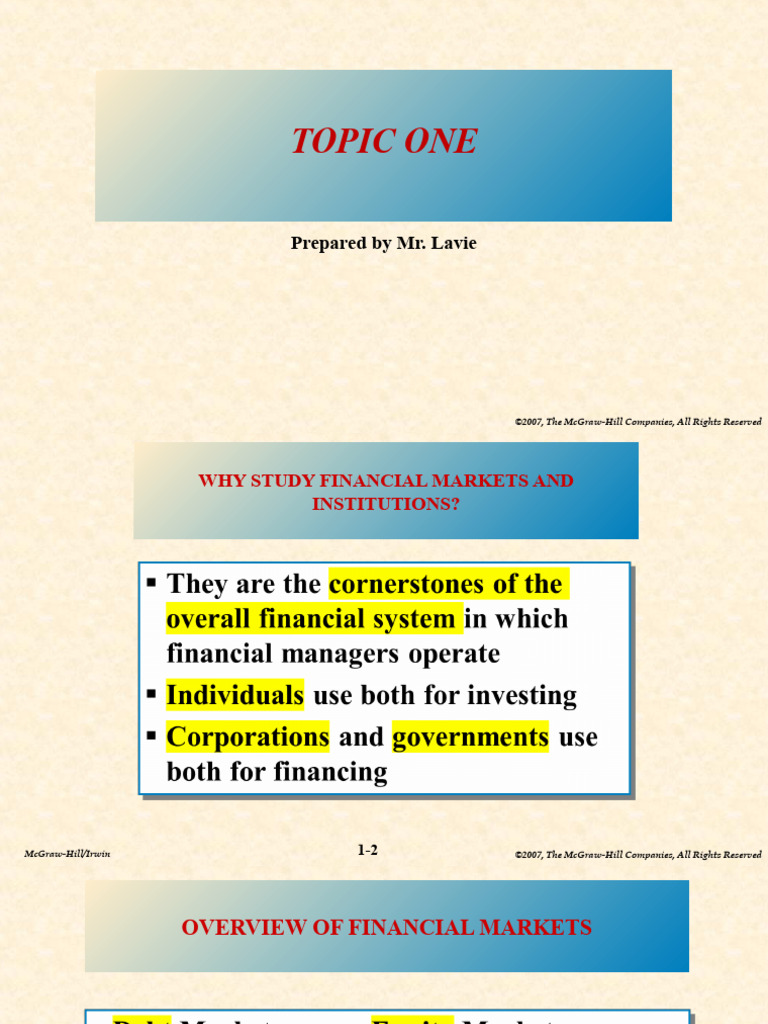 Overview of Financial Markets & Institutions | PDF | Securities ...