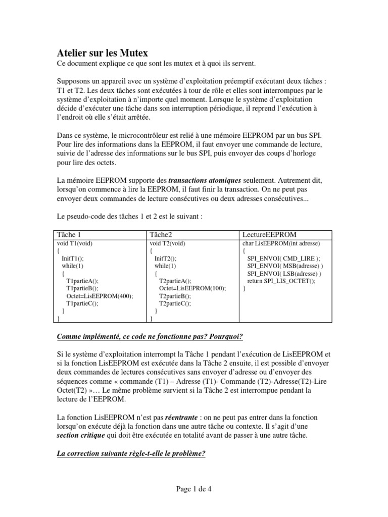 SMI - C11 - Notes Sur Les Mutex | PDF | Ingénierie informatique ...