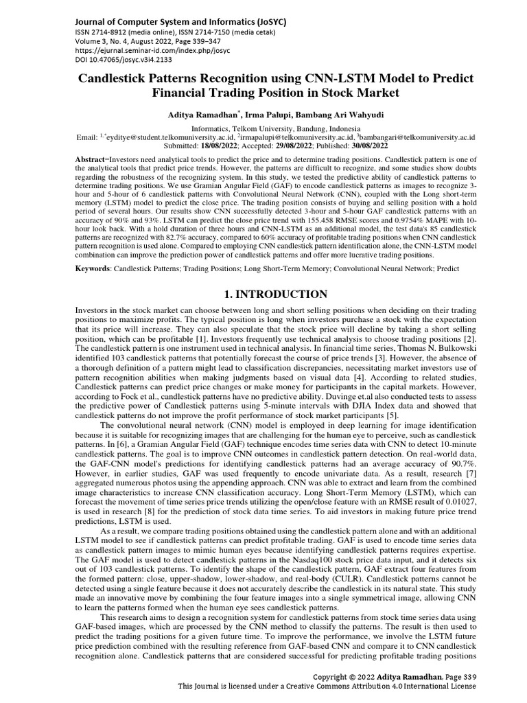 Candlestick Patterns Recognition Using CNN-LSTM Mo | PDF | Applied ...