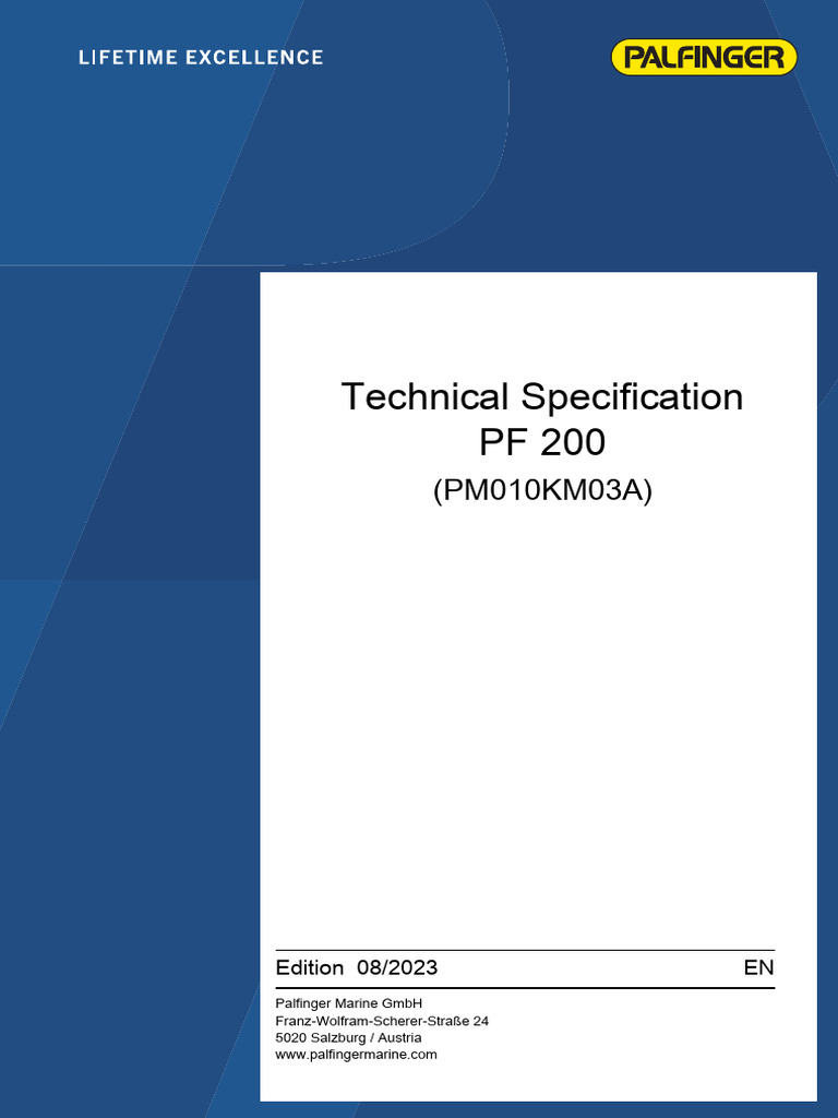 PF200 Crane Technical Specifications | PDF | Alternating Current | Engines