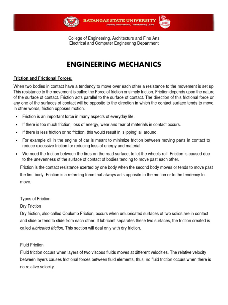 Understanding Friction Forces in Mechanics | PDF | Friction ...
