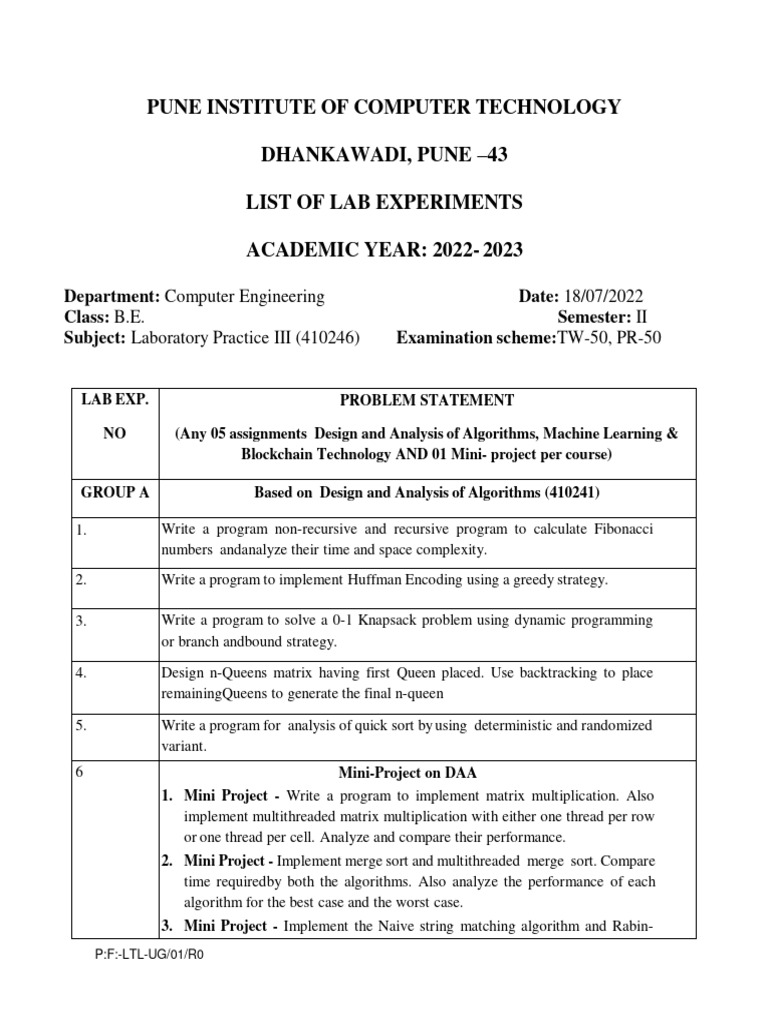 UpdatedNew Lp3LabManual | PDF | Dynamic Programming | Data Compression