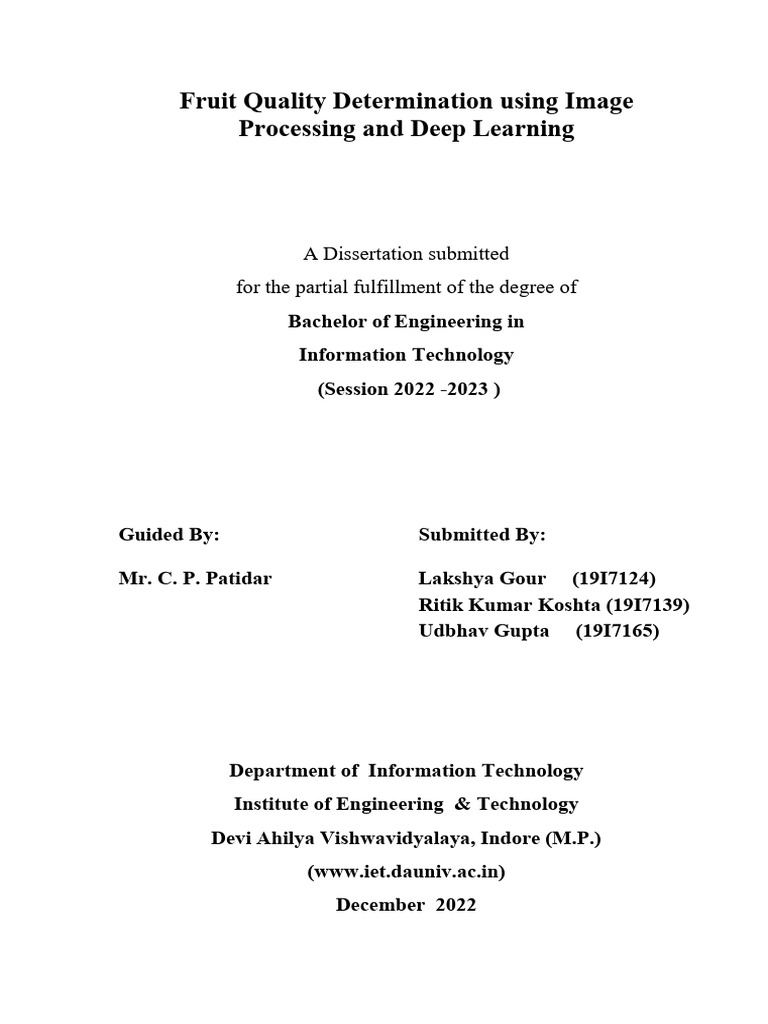 Fruit Quality Assessment via Deep Learning | PDF | Image Segmentation ...