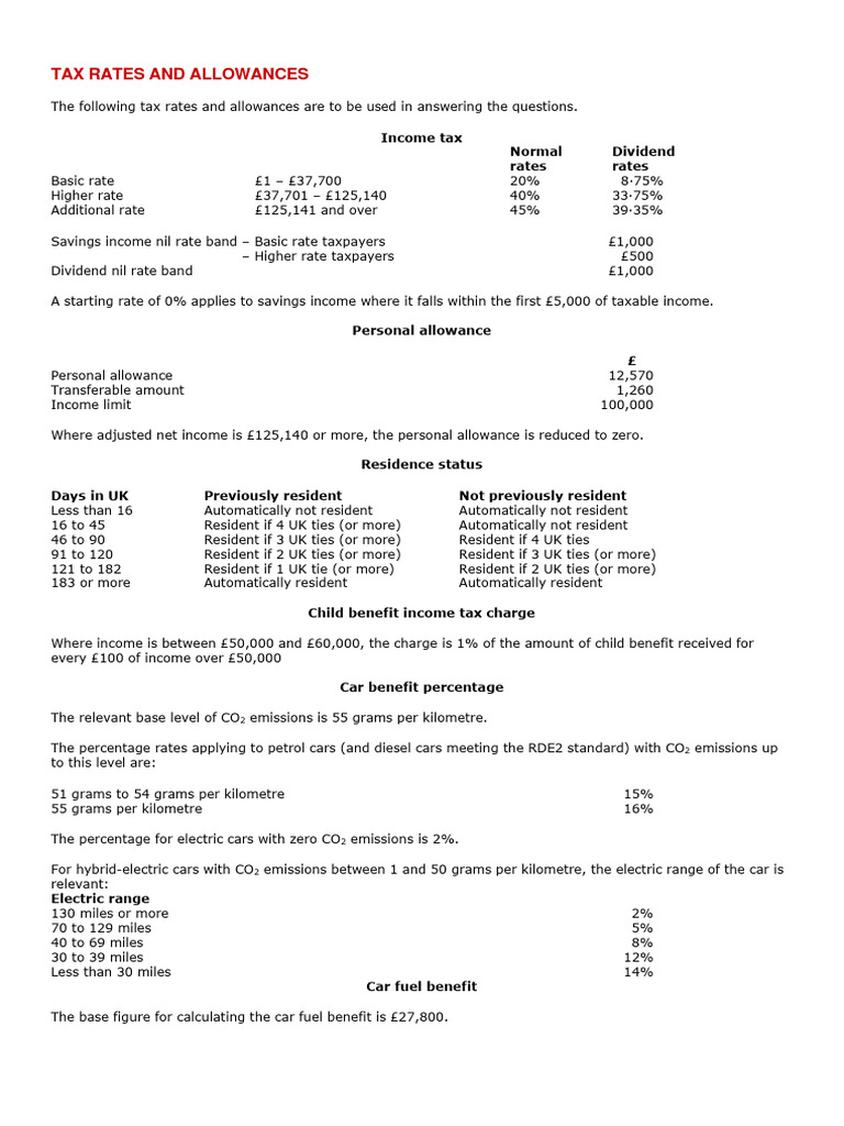 UK Tax Rates and Allowances 2023 | PDF | Taxes | Value Added Tax