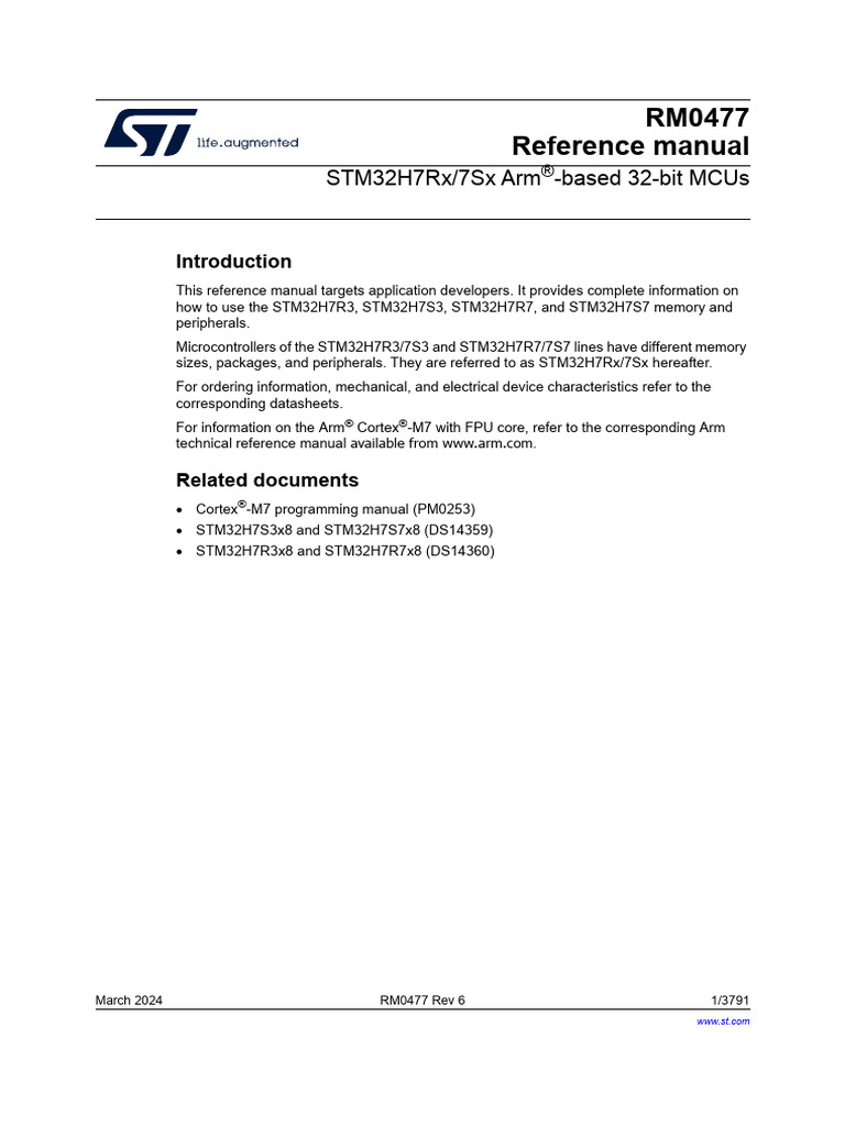 Rm0477 Stm32h7rx7sx Armbased 32bit Mcus Stmicroelectronics 6 | PDF ...