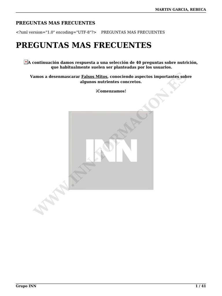Preguntas Mas Frecuentes | PDF | Chocolate | Alimentos