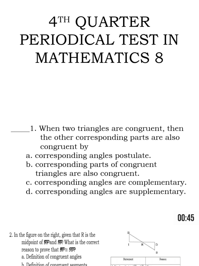 2023 2024 q4 Periodical Test Math 8 Witth Transition | PDF | Triangle ...