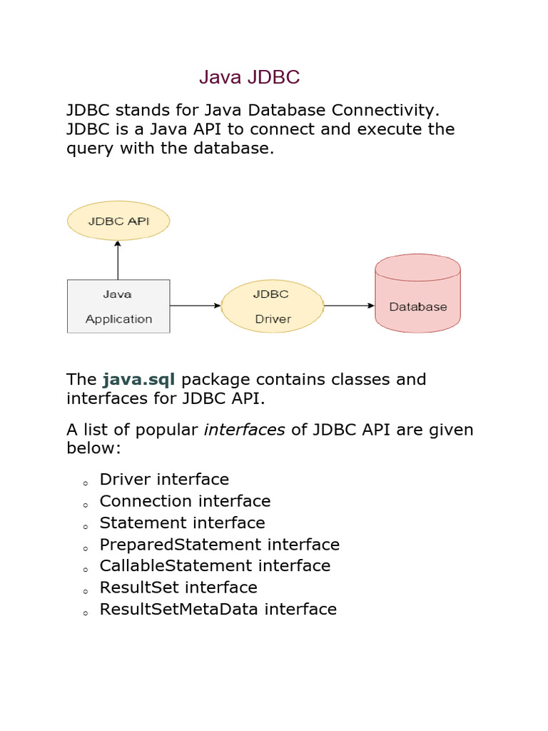 Java JDBC Overview and Usage Guide | PDF | Computing | Computer Programming